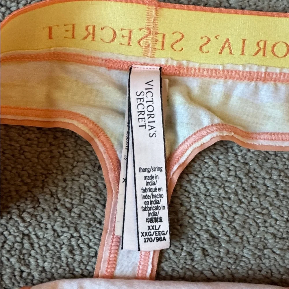 Victoria’s Secret Tie Dye Vanilla Dream White Cotton Logo Thong Panty SIZE XXL